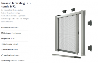13 Zanzariera Incasso Laterale M72 13 Zanzariera Incasso Laterale M72